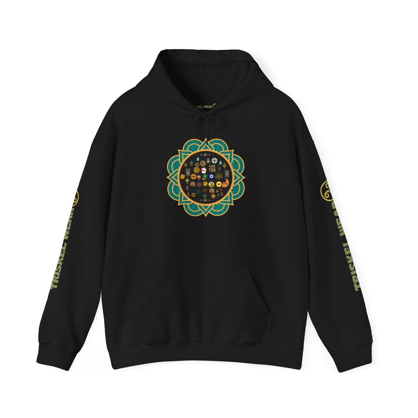 Hooded Sweatshirt with Sigils for Good Luck and Spiritual Protection