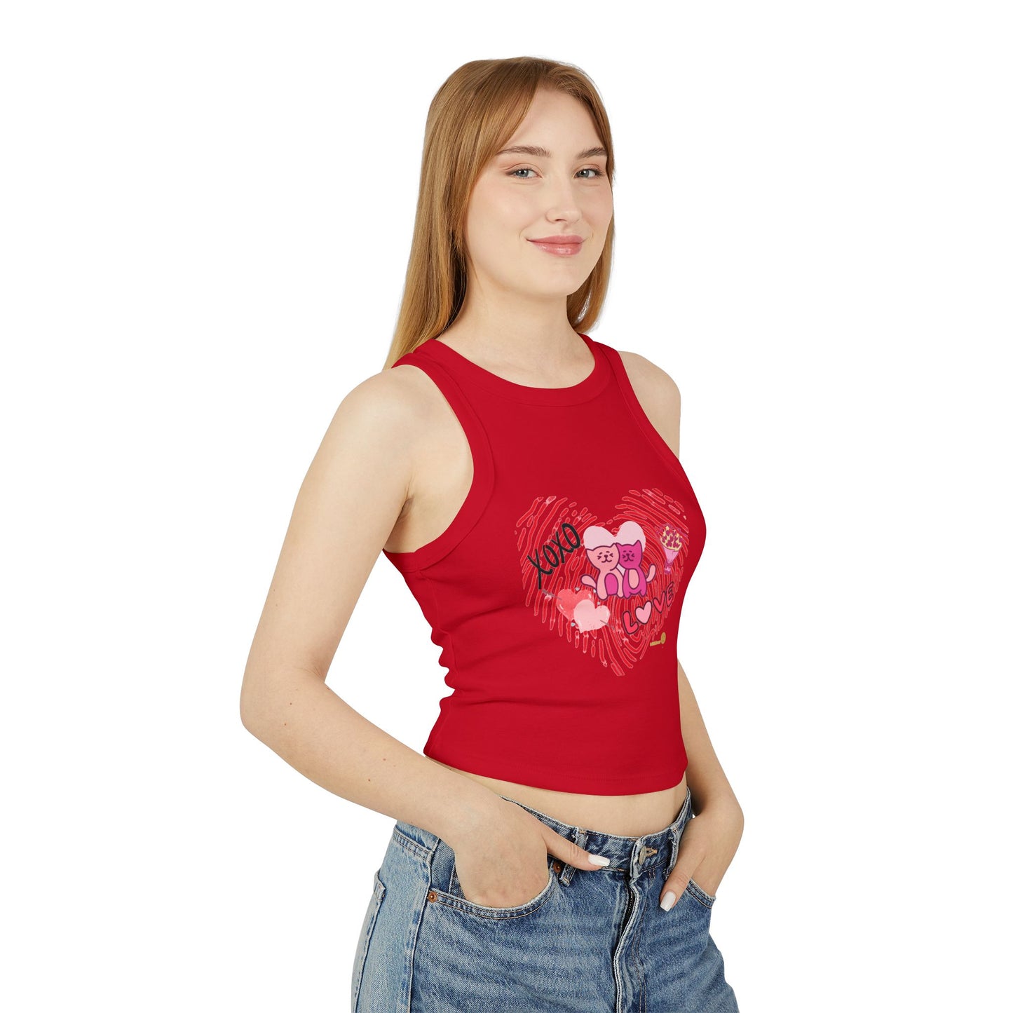 heart Women's Micro Rib Racer Tank Top