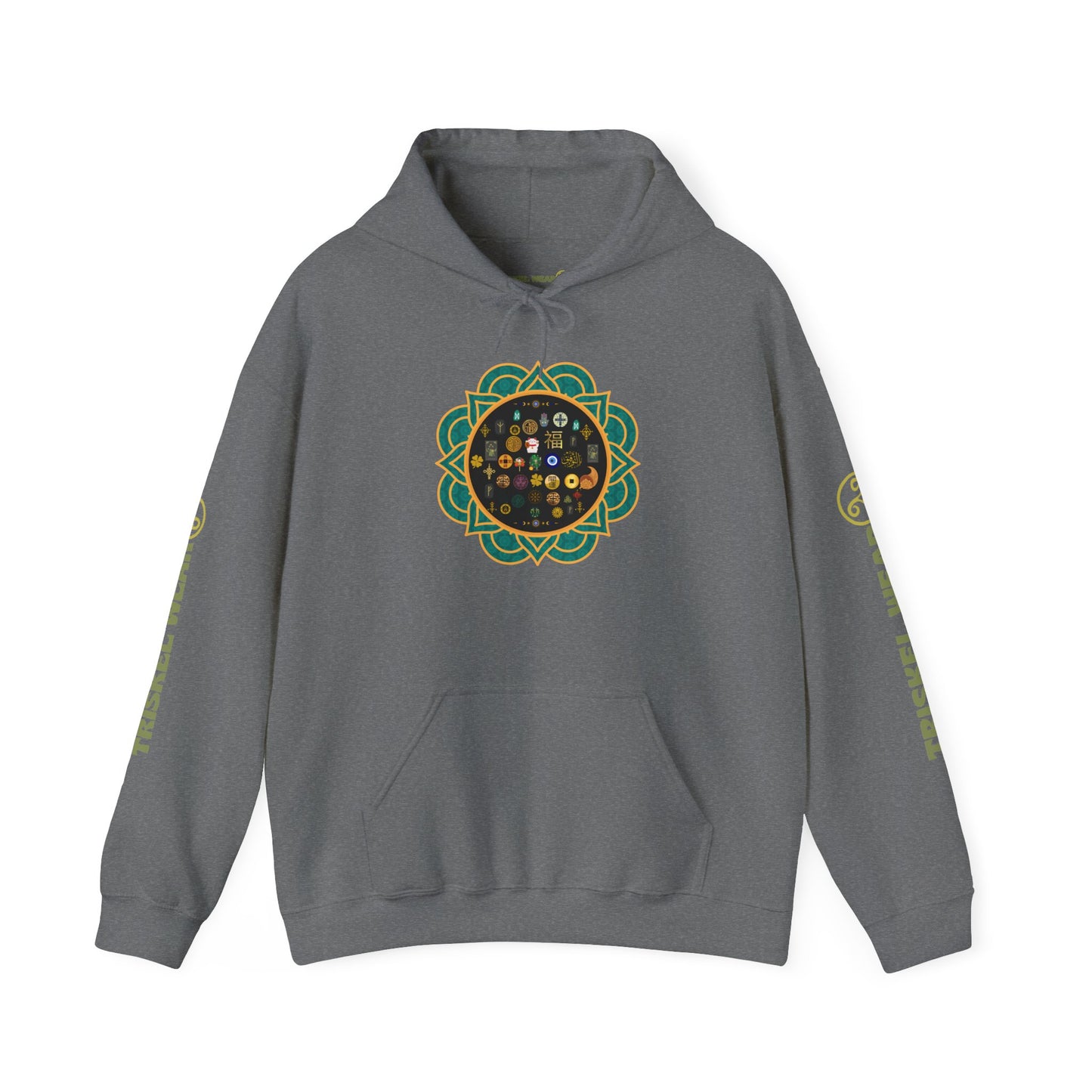 Hooded Sweatshirt with Sigils for Good Luck and Spiritual Protection