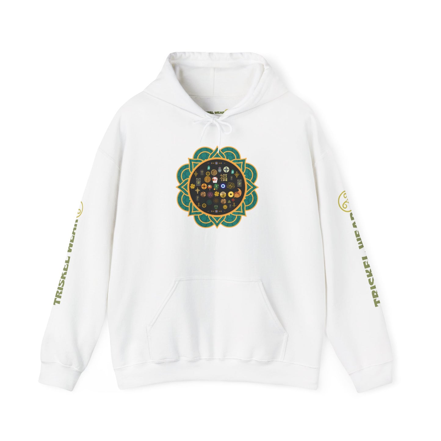 Hooded Sweatshirt with Sigils for Good Luck and Spiritual Protection