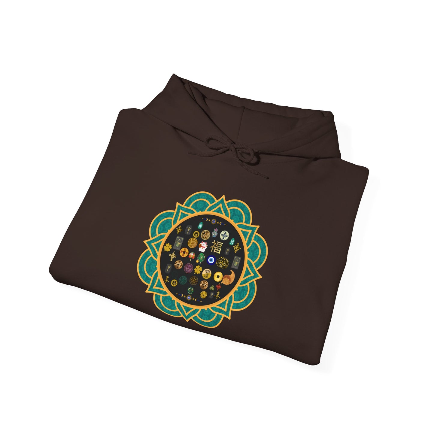 Hooded Sweatshirt with Sigils for Good Luck and Spiritual Protection