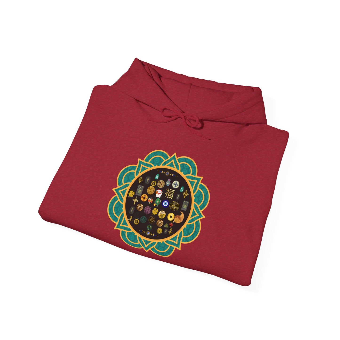 Hooded Sweatshirt with Sigils for Good Luck and Spiritual Protection