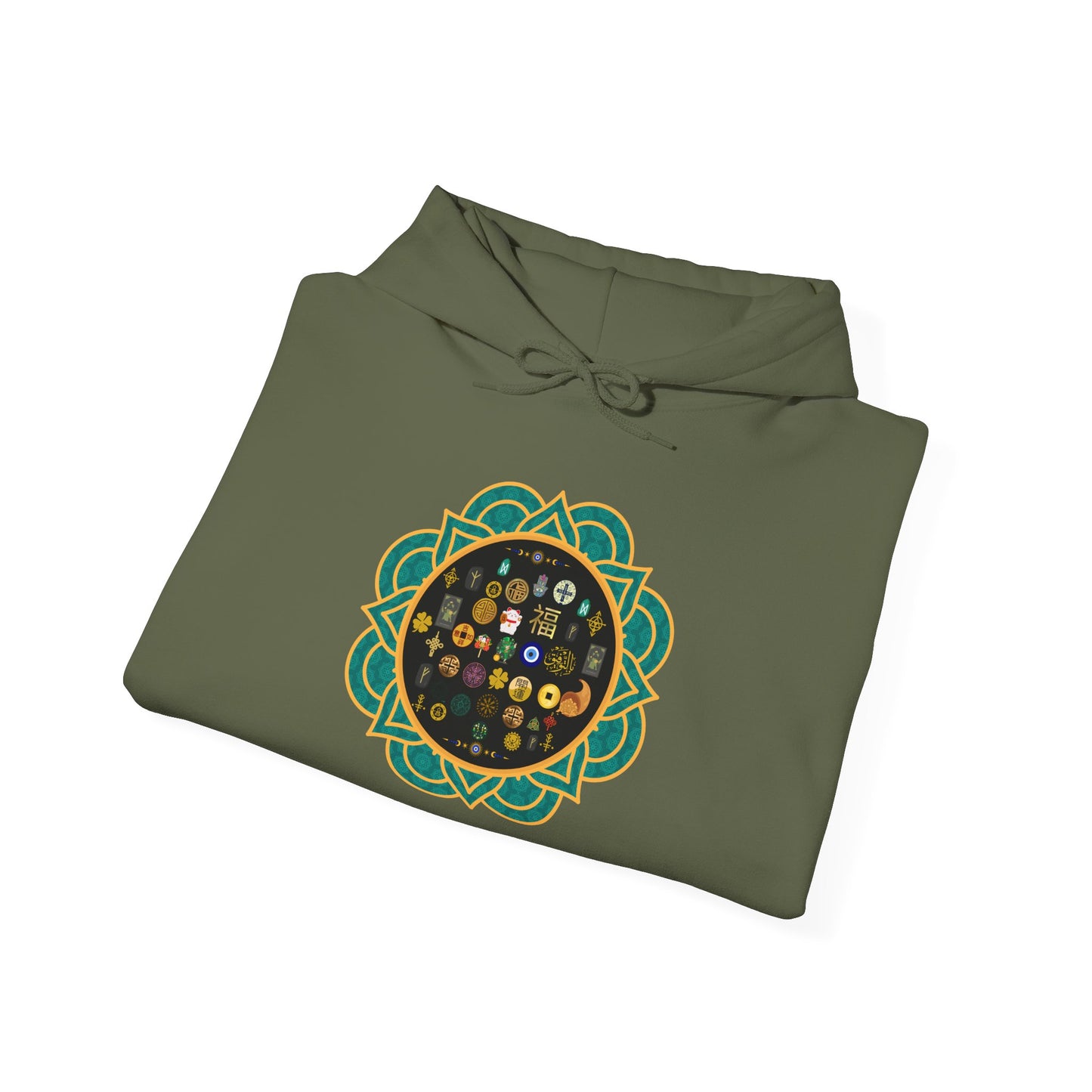 Hooded Sweatshirt with Sigils for Good Luck and Spiritual Protection